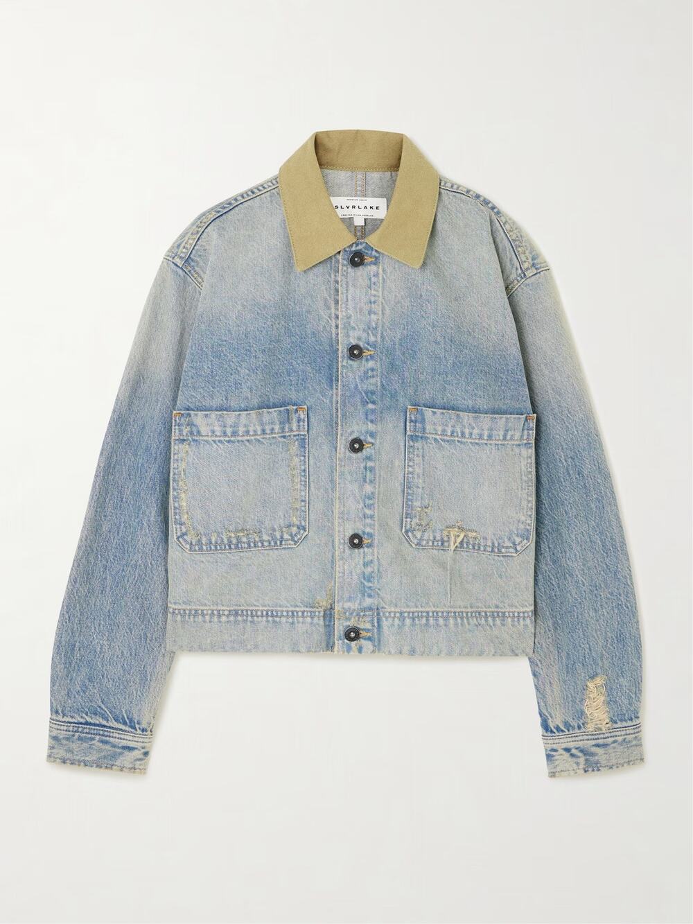 SLVRLAKE Denim Thompson Cropped Barn Chore Jacket Truth Hurts Small